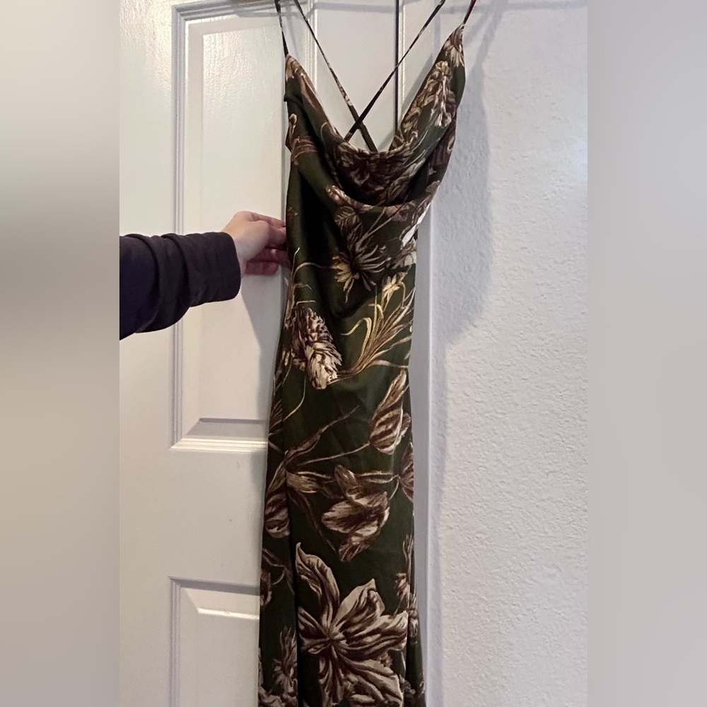 VICI Floral Satin Dress with Slit